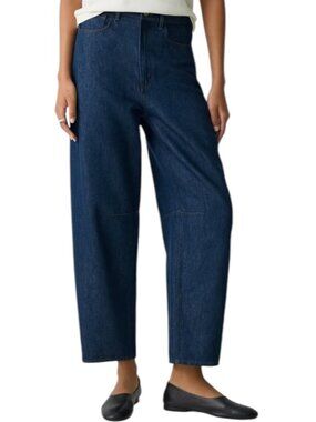 Theory Drop Curve Cropped Barrel Leg Jeans NWOT Indigo